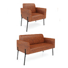 Sofá Namoradeira E Poltrona Pé De Ferro Preto Marisa Corano -