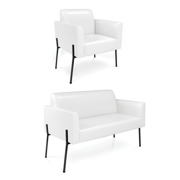 Sofá Namoradeira E Poltrona Pé De Ferro Preto Marisa Corano -