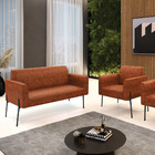 Sofá Namoradeira E Poltrona Pé De Ferro Preto Marisa Corano N