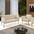 Sofá Namoradeira E Poltrona Pé De Ferro Preto Marisa Corino B