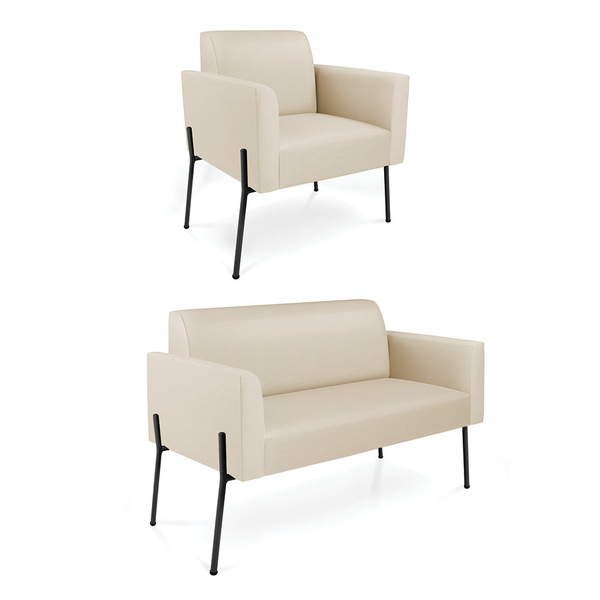 Sofá Namoradeira E Poltrona Pé De Ferro Preto Marisa Corino B