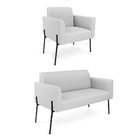 Sofá Namoradeira E Poltrona Pé De Ferro Preto Marisa Linho -