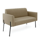 Sofá Namoradeira E Poltrona Pé De Ferro Preto Marisa Suede -