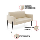 Sofá Namoradeira E Poltrona Pé De Ferro Preto Marisa Suede -