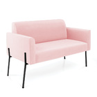 Sofá Namoradeira E Poltrona Pé De Ferro Preto Marisa Suede Ro