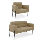 Sofá Namoradeira E Poltrona Pé De Ferro Preto Para Sala Elisa