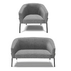 Sofá Namoradeira E Poltrona Pé De Ferro Preto Stella Linho Gr