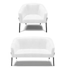 Sofá Namoradeira E Poltrona Pé De Ferro Preto Stella Sintétic