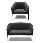 Sofá Namoradeira E Poltrona Pé De Ferro Preto Stella Suede D0