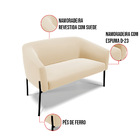 Sofá Namoradeira E Poltrona Pé De Ferro Preto Stella Suede D0