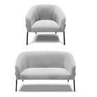 Sofá Namoradeira E Poltrona Pé De Ferro Preto Stella Suede D0