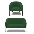 Sofá Namoradeira E Poltrona Pé De Ferro Preto Stella Veludo D