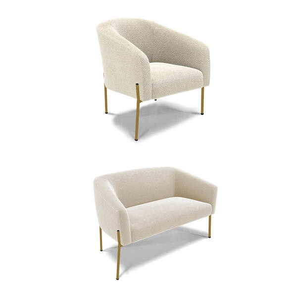 Sofá Namoradeira E Poltrona Pé Ferro Dourado Stella Bouclê D0