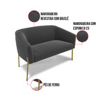 Sofá Namoradeira E Poltrona Pé Ferro Dourado Stella Bouclê Gr
