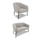 Sofá Namoradeira E Poltrona Pé Ferro Preto Stella Bouclê Cinz