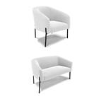 Sofá Namoradeira E Poltrona Pé Ferro Preto Stella Bouclê D03