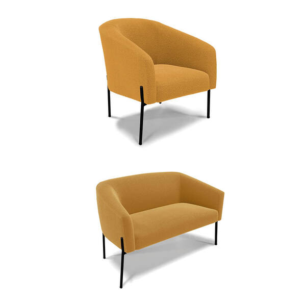 Sofá Namoradeira E Poltrona Pé Ferro Preto Stella Bouclê D03