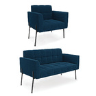 Sofá Namoradeira E Poltrona Pé Ferro Pto Elisa Bouclê D03 - D