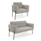 Sofá Namoradeira E Poltrona Pé Ferro Pto Elisa Bouclê D03 - D