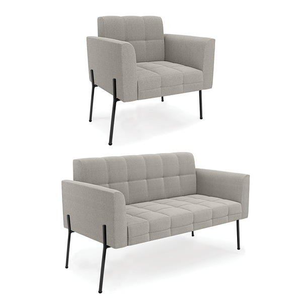 Sofá Namoradeira E Poltrona Pé Ferro Pto Elisa Bouclê D03 - D