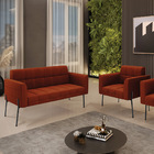 Sofá Namoradeira E Poltrona Pé Ferro Pto Elisa Bouclê D03 - D