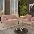 Sofá Namoradeira E Poltrona Pé Ferro Pto Elisa Bouclê D03 - D