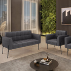 Sofá Namoradeira E Poltrona Pé Ferro Pto Elisa Bouclê D03 - D