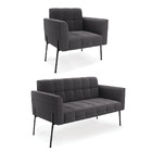 Sofá Namoradeira E Poltrona Pé Ferro Pto Elisa Bouclê D03 - D