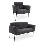 Sofá Namoradeira E Poltrona Pé Ferro Pto Elisa Bouclê D03 - D