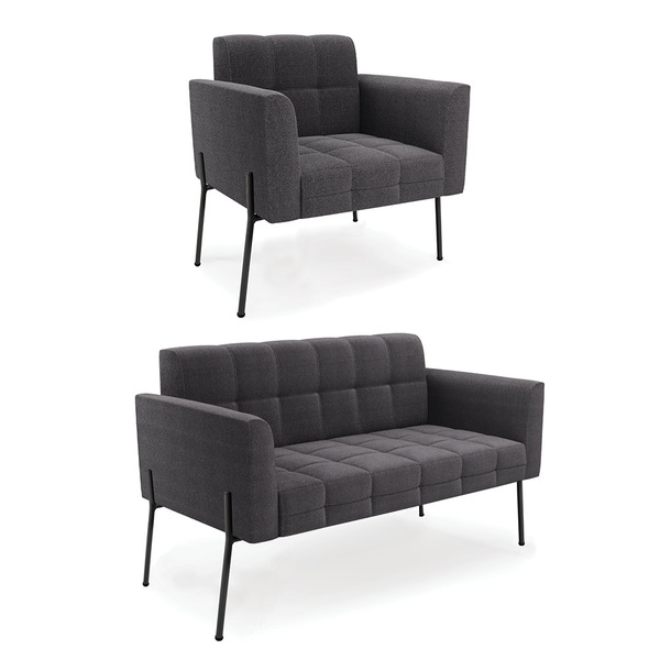 Sofá Namoradeira E Poltrona Pé Ferro Pto Elisa Bouclê D03 - D