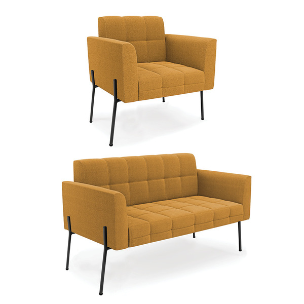 Sofá Namoradeira E Poltrona Pé Ferro Pto Elisa Bouclê D03 - D