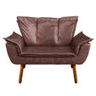 Sofá Namoradeira E Poltrona Pé Palito Castanho Opala Corano D