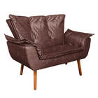 Sofá Namoradeira E Poltrona Pé Palito Castanho Opala Corano D