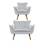 Sofá Namoradeira E Poltrona Pé Palito Castanho Opala Corino D