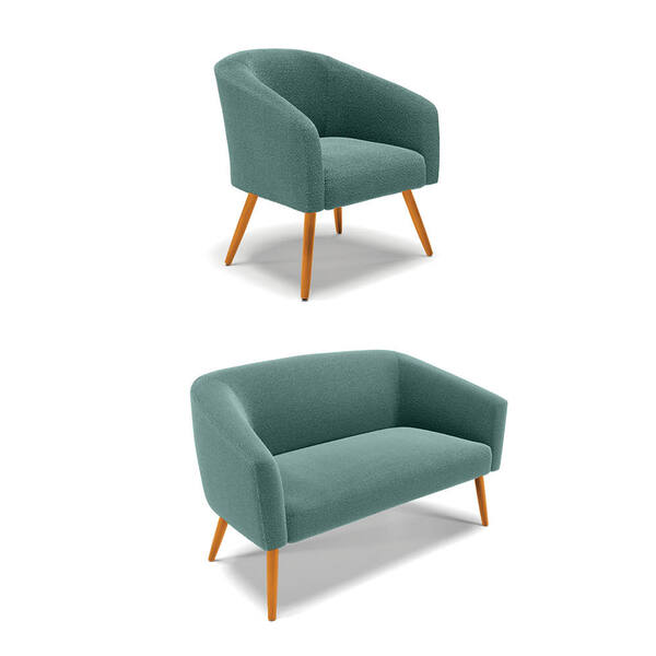 Sofá Namoradeira E Poltrona Pé Palito Castanho Stella Bouclê