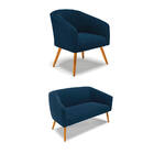 Sofá Namoradeira E Poltrona Pé Palito Castanho Stella Bouclê