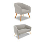 Sofá Namoradeira E Poltrona Pé Palito Castanho Stella Bouclê