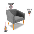 Sofá Namoradeira E Poltrona Pé Palito Castanho Stella Linho G