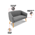 Sofá Namoradeira E Poltrona Pé Palito Castanho Stella Linho G