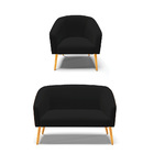 Sofá Namoradeira E Poltrona Pé Palito Castanho Stella Nozes/l