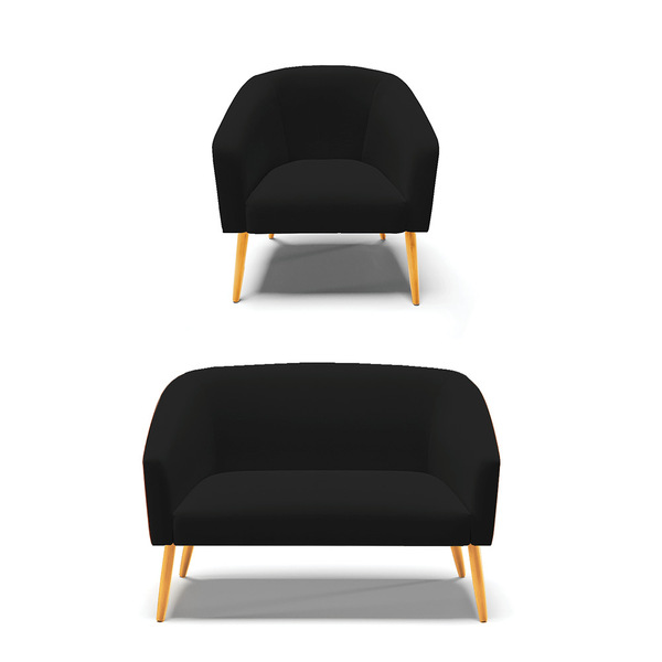 Sofá Namoradeira E Poltrona Pé Palito Castanho Stella Nozes/l