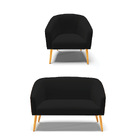 Sofá Namoradeira E Poltrona Pé Palito Castanho Stella Nozes/l