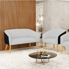 Sofá Namoradeira E Poltrona Pé Palito Castanho Stella Preto/l