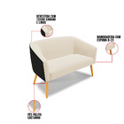 Sofá Namoradeira E Poltrona Pé Palito Castanho Stella Preto/l