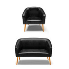 Sofá Namoradeira E Poltrona Pé Palito Castanho Stella Sintéti