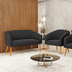 Sofá Namoradeira E Poltrona Pé Palito Castanho Stella Suede D