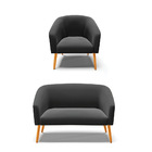 Sofá Namoradeira E Poltrona Pé Palito Castanho Stella Suede D