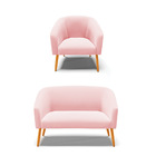 Sofá Namoradeira E Poltrona Pé Palito Castanho Stella Suede D