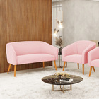 Sofá Namoradeira E Poltrona Pé Palito Castanho Stella Suede D