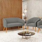 Sofá Namoradeira E Poltrona Pé Palito Castanho Stella Suede G